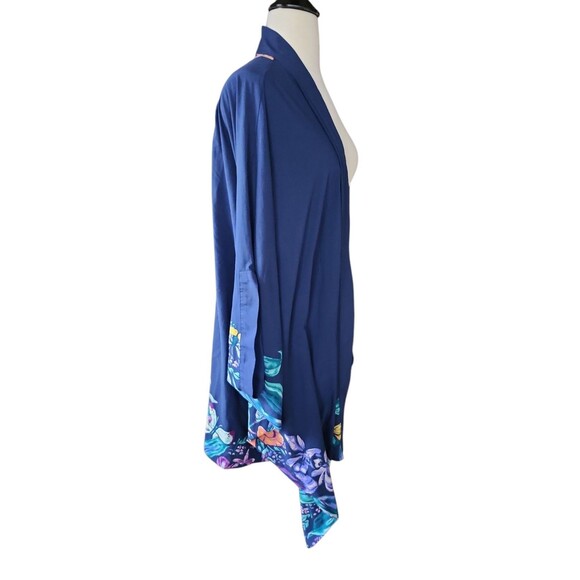 Soma Kimono Coverup Women's One Size Navy Exotic Floral Border Beach Butterfly - Picture 4 of 7